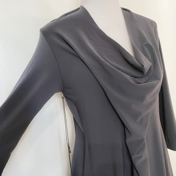 NWT VERONIQUE MILJKOVITCH GREY STRETCH COWL NECK 314 SLEEVES DRAPED DRESS - S - Picture 4 of 10